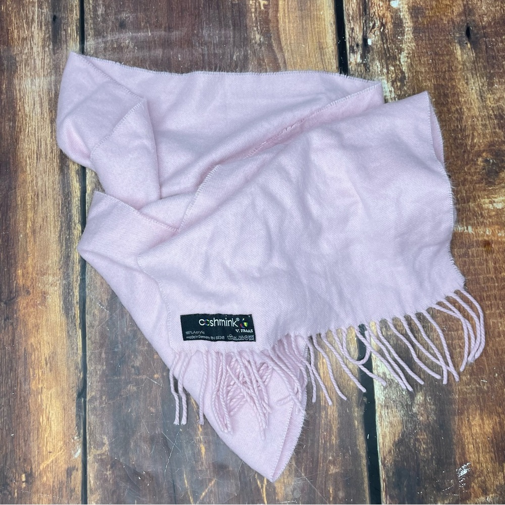 V.FRASS Essential Solid over-sized Cashmink scarf. Rose color. - Picture 3 of 5